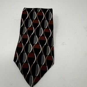 Albert Nipon 100% Silk Tie Made USA Men's Black/Brown/Gray‎
